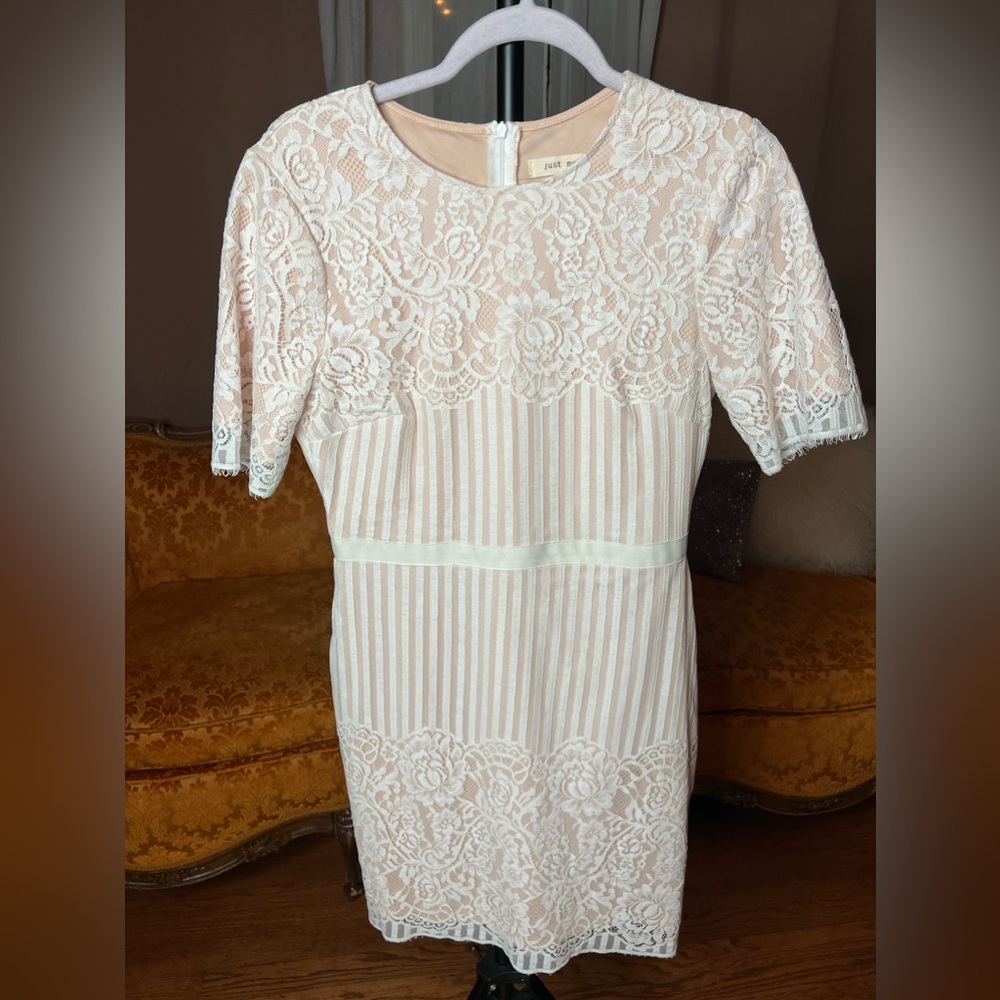 Just me White and nude lace dress size M